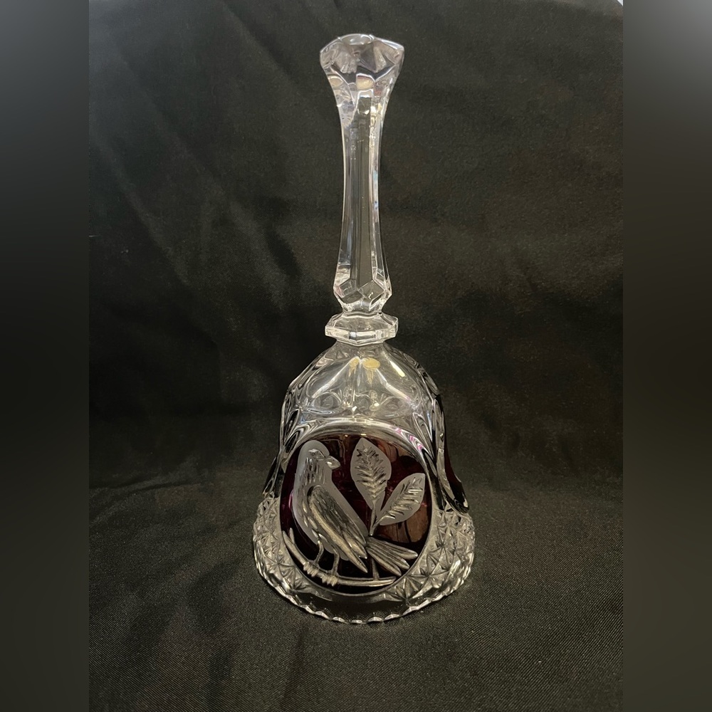 VTG 1984 Echt Bleikristall Hofbauer Collection 24% Lead Crystal Red Bird Bell